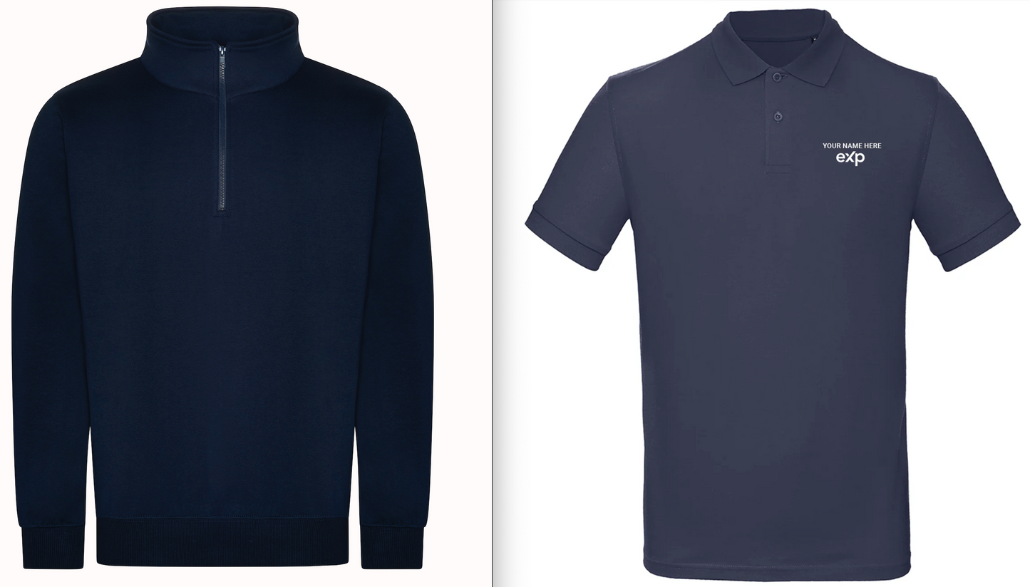 eXp Pro Quarter Neck Zip Sweatshirt (2 Pack) & eXp Polo Shirt (3 Pack) Bundle - Save 10%